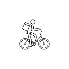 Courier on bike with delivery bag icon for online delivery application
