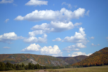 landscape with blue sky