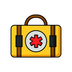 first aid kit bag flat line icon