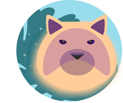 Winter evening wolf dog icon in cold colors