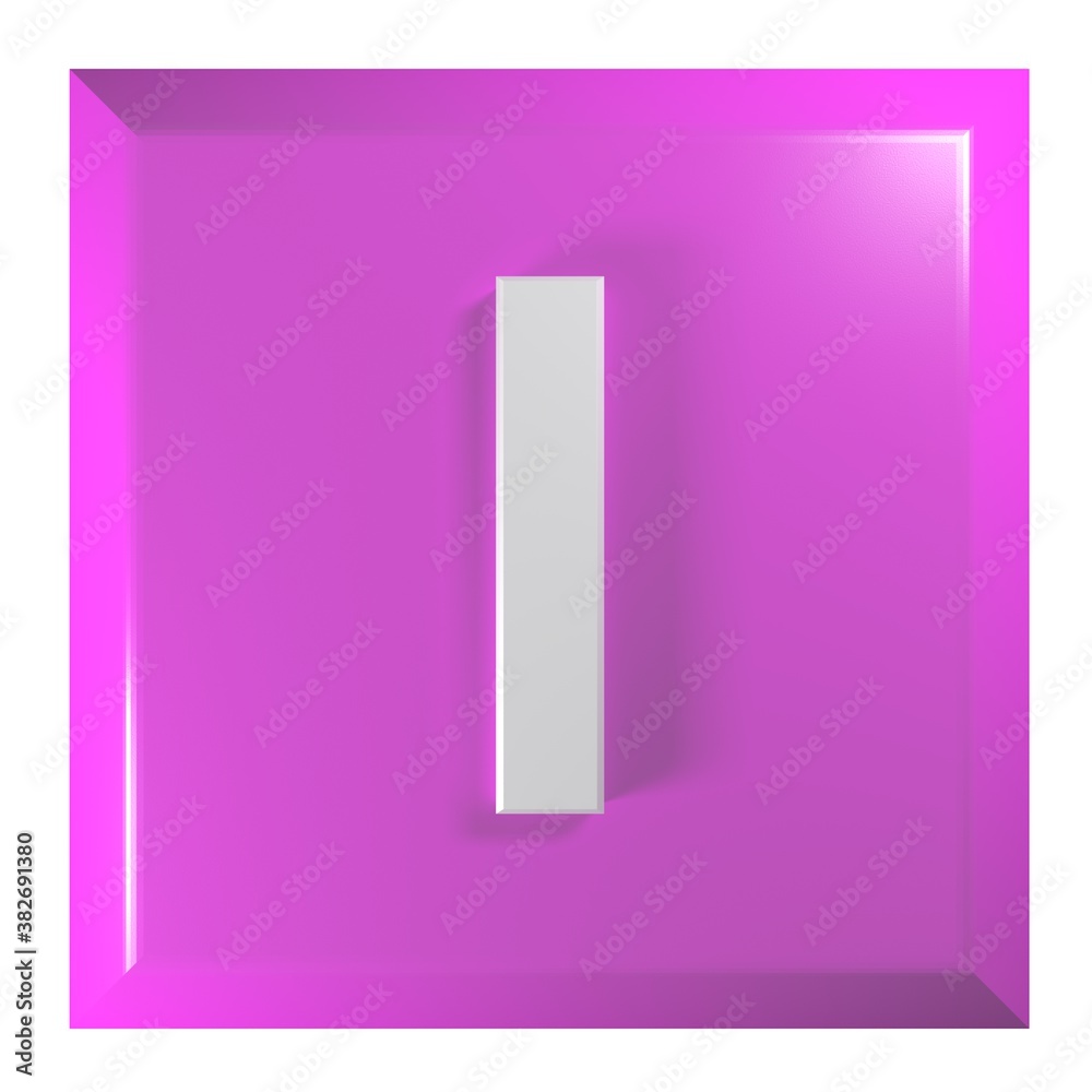 Fototapete pink square push button with the alphabetic letter i - 3d rendering illustration