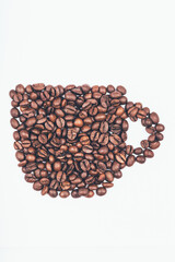 Coffee cup made of coffee beans.