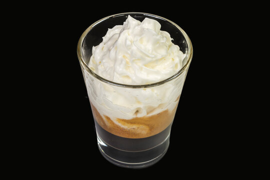 a delicious Con Panna coffee in a glass,