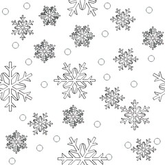 seamless pattern with snowflakes black white 