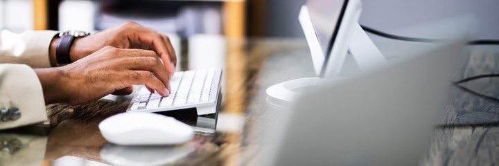 Using Computer Keyboard Close Up