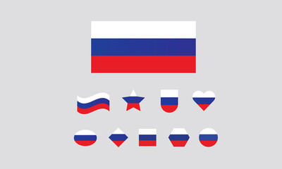 Russia flag set symbol vector illustration Russia