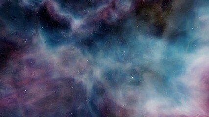 Space background with realistic nebula and shining stars. Colorful cosmos with stardust and milky way. Magic color galaxy. Infinite universe and starry night. 3d Render