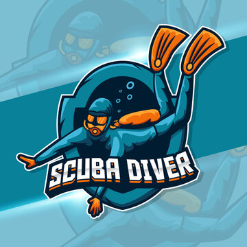 Scuba diving illustration. Free diving or snorkeling design. Editable vector graphic design