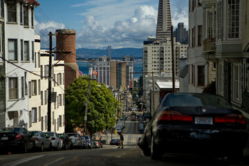Fototapeta na wymiar The street in San Francisco city, West coast, United States