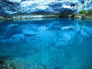 Blue lake among the rocks in Abkhazia