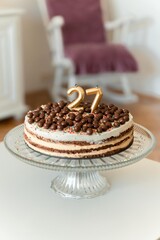 cake with chocolate. 27 birthday