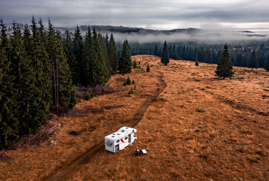 Beautiful camper travel location in the heart of Transylvania, Romania, with amazing views