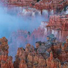 Fog in Bryce Canyon National Park, Utah, Usa, America