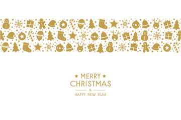 Beautiful Christmas greeting card with festive elements and wishes. Vector