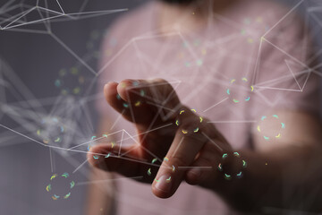 technology binary code interface digital touch