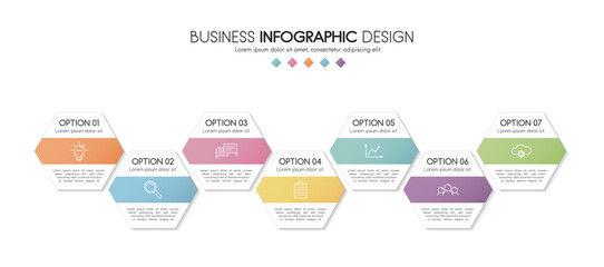 Business infographic template with 7 steps. Vector