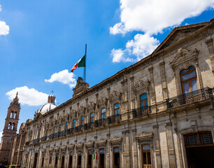 Fototapeta premium The streets of Morelia are adorned with Independence Day motifs