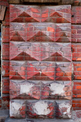 Texture of old red brick wall