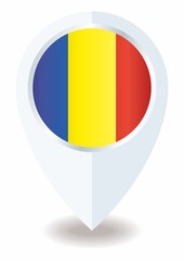 Fototapeta premium Flag of Romania, location icon for Multipurpose, Romania.