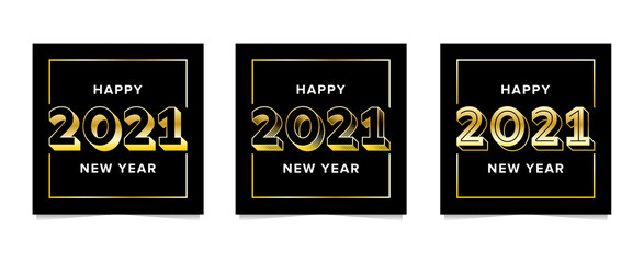 2021 Happy New Year social media posts templates. Set of new years celebrations social media stories or post vector design layouts