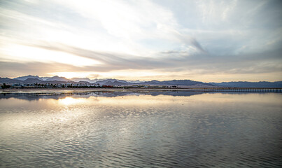 Beautiful background landscape at sunset by the sea.