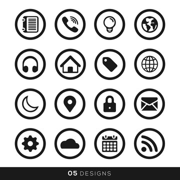 Web icons set, rounded icons grey color, locations icon, house icons, common icons, social media icons, globe, night, wifi, cloud, settings, phone, calendar, pin, contacts, buttons, internet, vectors.
