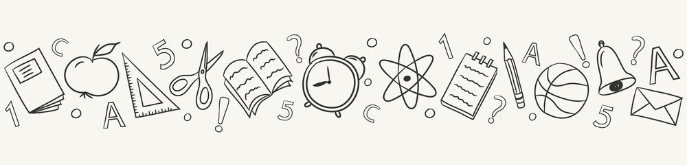 Concept of school background with funny doodles. Vector © Karolina Madej