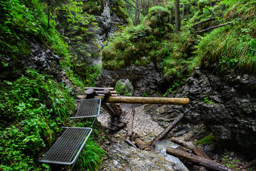 Slovak Paradise National Park, a trail in the woods. A beautiful landscape