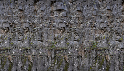 Impressive rock wall in Thingvellir, Iceland. The boundary between North American plate and Eurasian plate
