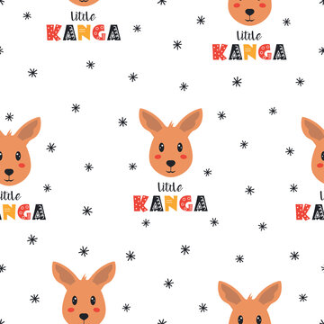 cute kangaroo seamless pattern on white background