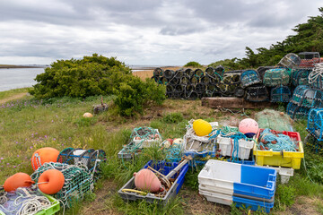 Fototapeta premium Fishing equipment in Glenan Islands, Finistere, Brittany, France