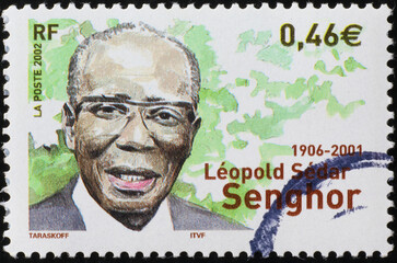 Leopold Sedhar Senghor on french postage stamp