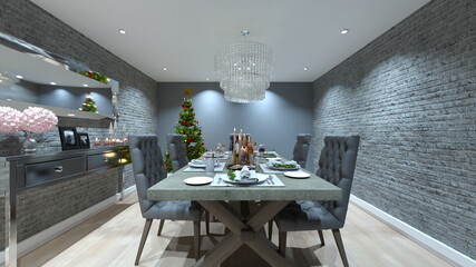 クリスマスツリーのある部屋