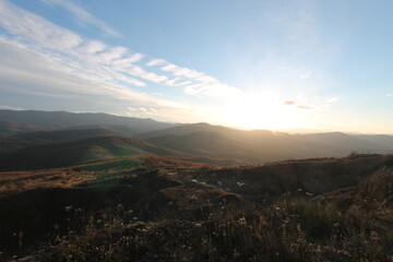 sunset over the mountains