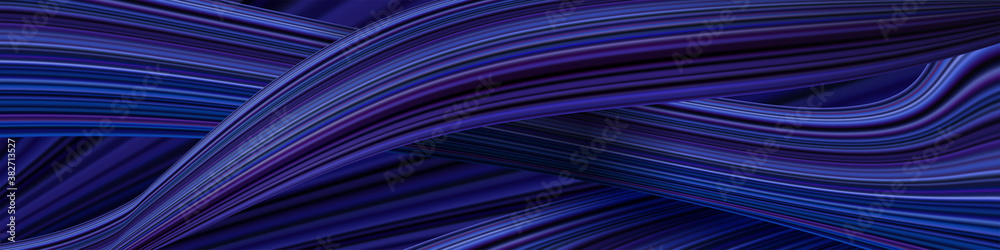 Poster Abstract banner with colorful shapes. Fluid and wavy threads.