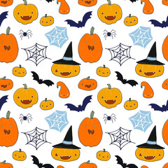 hand drawn vector halloween pattern