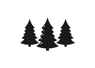 Christmas tree icon, Christmas sign symbol vector. Pine tree icon vector illustration. Three conifer pine trees in a forest or park simple vector icon for nature apps and websites. The woods icon
