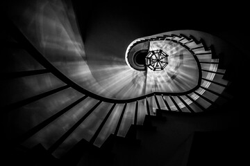 spiral staircase in the night