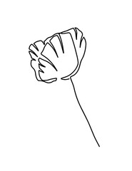 Poppy flower line art. Minimalist contour drawing. One line artwork. Rose flower icon. Continuous one line drawing. One line art. Vector illustration. Flower. Continuous