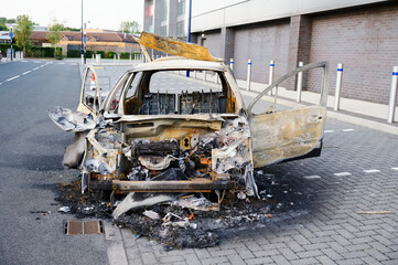 Burnt out car set of fire and left by joy rider
