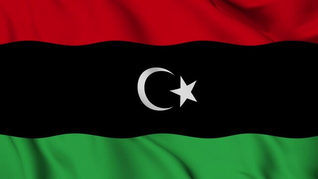 Flag of the State of Libya fluttering in the wind