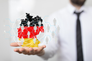 map of Germany. Wire frame 3D mesh