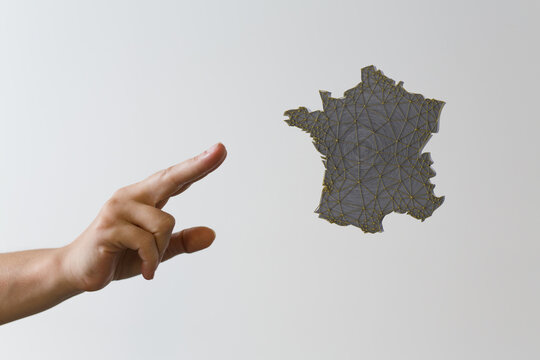 france map of the country 3d in hand