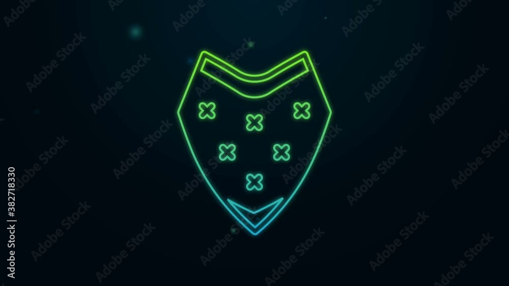 Sticker Glowing neon line Traditional mexican poncho clothing icon isolated on black background. 4K Video motion graphic animation