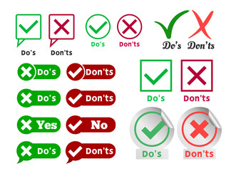 Set of Check Mark and red crosses.