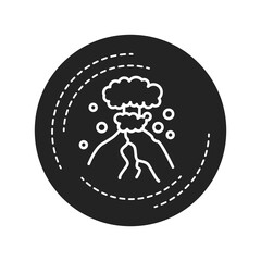 Eruption black glyph icon on white background. The outpouring of magma. Ejection of ash. Pictogram for web page, mobile app, promo. UI UX GUI design element.