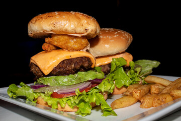 hamburgers on a plate