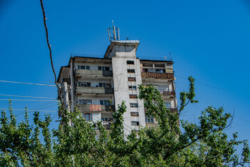 Obraz na płótnie Canvas Stepanakert, Artsakh (Nagorno-Karabakh), 7 August 2017. Apartment buildings in the city center of Stepanakert, capital of thze self-proclaimed Republic of Artsakh.