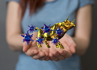 Financial stock graph has down from virus corona outbreak..