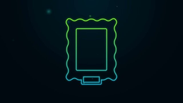 Glowing neon line Picture icon isolated on black background. 4K Video motion graphic animation